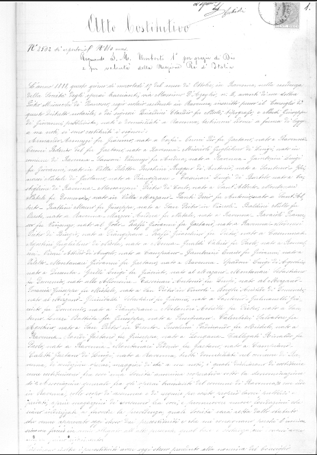 Atto costitutivo della cooperativa, 1888